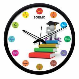 Amazon Brand - Solimo 12-inch Wall Clock - Kids Tutor Wall Clock (Silent Movement, Black Frame)