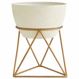 Rivet Casual Metal Planter and Stand, 15.94