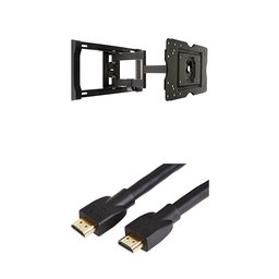 AmazonBasics Articulating TV Wall Mount for 32-inch to 80-inch TVs & High-Speed HDMI Cable - 15 Feet (Latest Standard)