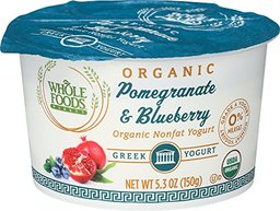 WHOLE FOODS MARKET Organic Pomegranate & Blueberry Nonfat Greek Yogurt, 5.3 OZ