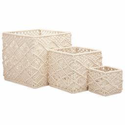 Stone & Beam Modern Handmade Basket, Set of 3, Ivory