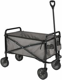 AmazonBasics Garden Tool Collection - Collapsible Folding Outdoor Garden Utility Wagon with Cover Bag, Grey