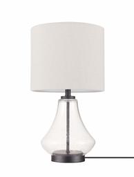 Amazon Brand - Ravenna Home Single-Light Modern Table Lamp with Crackled Glass Base and Beige Shade, LED Bulb Included, 18