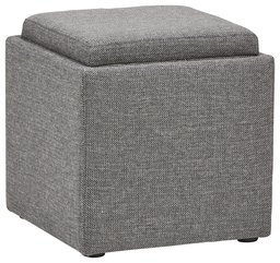 Amazon Brand - Rivet Ross Tweed Lift-Top Storage Ottoman/Footstool with inner tray, 45 x 45 x 46cm, Grey