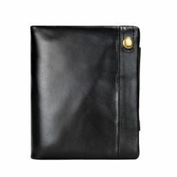 Eono Essentials Men's Leather RFID Blocking Wallet - Coins Pocket and ID Credit Card Holder with Interior Zip Safe Pocket, Holds Up to 14 Cards, Black