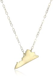 10k Yellow Gold Virginia State Pendant Necklace, 16