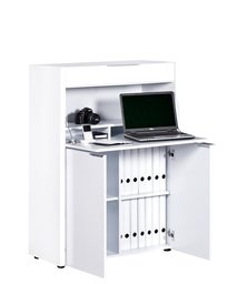 Amazon Brand - Movian Mjøsa Functional Standing Desk with 2-Door Storage, 39 x 86 x 122cm, White