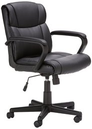 AmazonBasics Fauteuil de bureau pivotant à dossier mi-haut avec accoudoirs - Noir