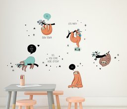 Amazon Brand - Solimo Wall Sticker for Living Room (Lazy Sloths,  Ideal Size on Wall: 110 cm x 134 cm)