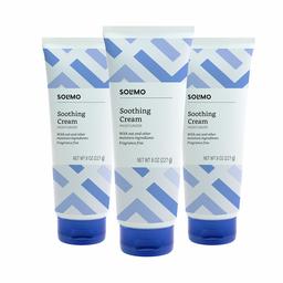 Amazon Brand - Solimo Soothing Cream Moisturizer with Oat, Fragrance Free, 8 Ounce (Pack of 3)