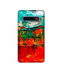 Amazon Brand - Solimo Designer Green and Orange Glass Color 3D Printed Hard Back Case Mobile Cover for Samsung Galaxy S10 Plus