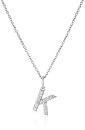 Amazon CollectionPlatinum Plated Sterling Silver Swarovski Zirconia Initial