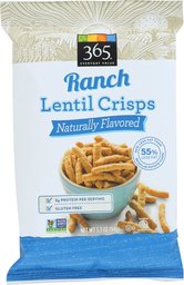 365 Everyday Value, Ranch Lentil Crisps, 3.3 Ounce