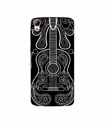 Amazon Brand - Solimo Designer White Gitar On Black 3D Printed Hard Back Case Mobile Cover for HTC Desire 828 Dual