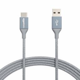 AmazonBasics Double Braided Nylon USB Type-C to Type-A 2.0 Male Cable