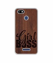 Amazon Brand - Solimo Designer Girl Boss On Wood UV Printed Soft Back Case Mobile Cover for Panasonic Eluga A4