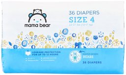 Amazon Brand - Mama Bear Best Fit Diapers Size 4, 36 Count, White Print [Packaging May Vary]