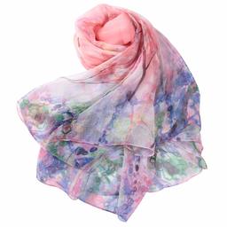 WAMSOFT Women's Chiffon Spring Scarf, Girls Fashion Large Sheer Floral Scarves Shawls Air-conditioned Pashmina Shawl Outdoor Crowd Face Scarf Birthday Gift Nude Pink