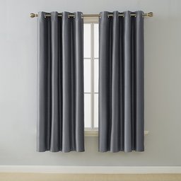 UMI by Amazon Faux Silk Eyelet Window Treatment Curtains Decorative Energy Efficiency Room Darkening Drapes for Children Room with Coating Back Layer 55 x 708 Inch Dark Grey 1 Pair