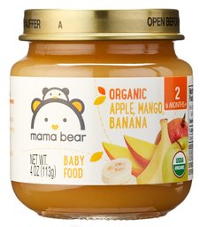 Mama Bear Organic Baby Food, Stage 2, Apple Mango Banana, 4 Ounce Jar