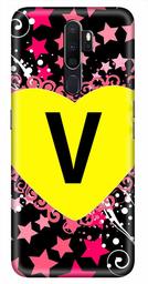 Amazon Brand - Solimo Designer Heart Pattern Alphabet-V 3D Printed Hard Back Case Mobile Cover for Oppo A9 (2020)