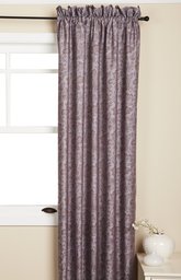 Pinzon Fleur Jacquard Egyptian Cotton Sateen Window Drape, Set of 2, French Blue/Chocolate