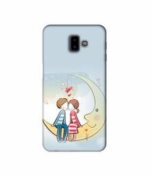 Amazon Brand - Solimo Designer Couple Sitting On Moon 3D Printed Hard Back Case Mobile Cover for Samsung Galaxy J6 Plus