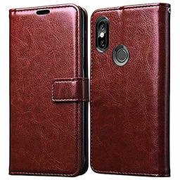 Amazon Brand - Solimo Flip Leather Mobile Cover (Soft & Flexible Back case) for Mi Redmi Note 5 Pro (Brown)