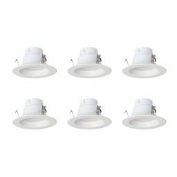 AmazonCommercial 65 Watt Equivalent, 4-Inch Recessed Downlight, Dimmable, CEC Compliant, Energy Star, Round LED Light Bulb | Daylight, 6-Pack