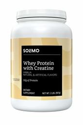 Amazon Brand - Solimo Whey Protein Powder with Creatine, Vanilla, 2 Pound (18 Servings)