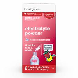 Amazon Basic Care Strawberry Lemonade Electrolyte Powder Packets, 6 Packets