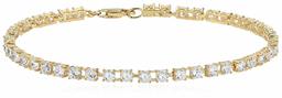 Amazon Essentials Yellow Gold Plated Sterling Silver Round Cut Cubic Zirconia Tennis Bracelet (3mm), 7.25