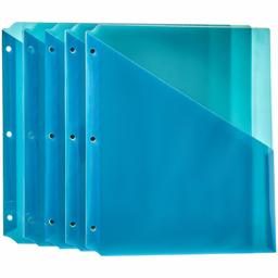 AmazonBasics Binder Organizer Poly Jacket, 3 Hole Punch, Assorted Colors, Pack of 25 (Renewed)