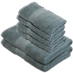 Pinzon - 550gsm Turkish Towel Set (Hand And Bath) - 100% Cotton - Eucalyptus Green, 2 Bath (70x140)+ 4 Hand (50x100)