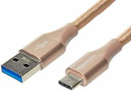 AmazonBasics Double Braided Nylon USB Type-C to Type-A 3.1 Gen 1 Charger Cable | 10 feet, Gold (Renewed)