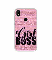 Amazon Brand - Solimo Designer Girl Boss On Pink Sparkle UV Printed Soft Back Case Mobile Cover for Micromax Canvas 2 Plus (2018)