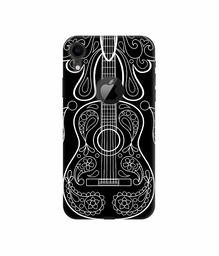 Amazon Brand - Solimo Designer White Gitar On Black 3D Printed Hard Back Case Mobile Cover for Apple iPhone XR (Logo Cut)