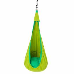 Umi, Jujuu, Hanging Cave for Children Made of Organic Cotton, The Built-in Light Source Protects the Eyes, Wide Seat Cushion, Secure and Robust Attachment with Swivel, green