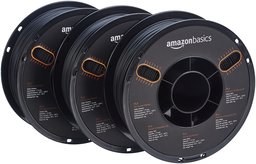 AmazonBasics Filament PLA pour imprimante 3D 1,75 mm, Noir Bobine 1 kg 3 bobines