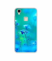 Amazon Brand - Solimo Designer Blue Flower UV Printed Soft Back Case Mobile Cover for Vivo V3