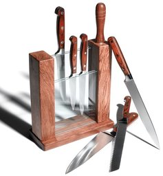 Pinzon 8-Piece Pakka Wood Knife Set With Glass Block