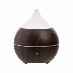 AmazonBasics 200ml Ultrasonic Aromatherapy Essential Oil Diffuser with Bluetooth Speaker, Dark Wood Finish Base