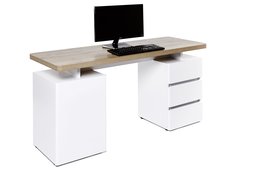 Movian White Riviera Oak Effect 3-Drawer Desk with 1 x Door