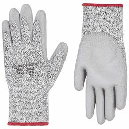 AmazonCommercial 13G HPPE & PU Guantes recubiertos (sal y pimienta/gris), talla S, 1 par