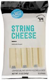 Amazon Brand - Happy Belly Mozzarella String Cheese, 12 Count, 12 Ounce Pack