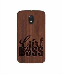 Amazon Brand - Solimo Designer Girl Boss On Wood 3D Printed Hard Back Case Mobile Cover for Motorola Moto E (3rd gen)