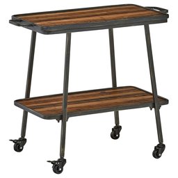 Amazon Brand – Rivet 2-Tiered Industrial Kitchen Rolling Bar Cart with Wheels, 32.3