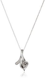 10k White Gold Calla Lily Diamond Pendant Necklace (.053 cttw, I-J Color, I2-I3 Clarity)