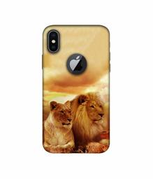 Amazon Brand - Solimo Designer Lion with Lioness 3D Printed Hard Back Case Mobile Cover for Apple iPhone X (Logo Cut)