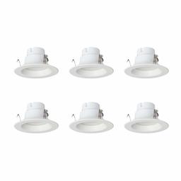 AmazonCommercial 65 Watt Equivalent, 4-Inch Recessed Downlight, Dimmable, CEC Compliant, Energy Star, Round LED Light Bulb | Warm White, 6-Pack